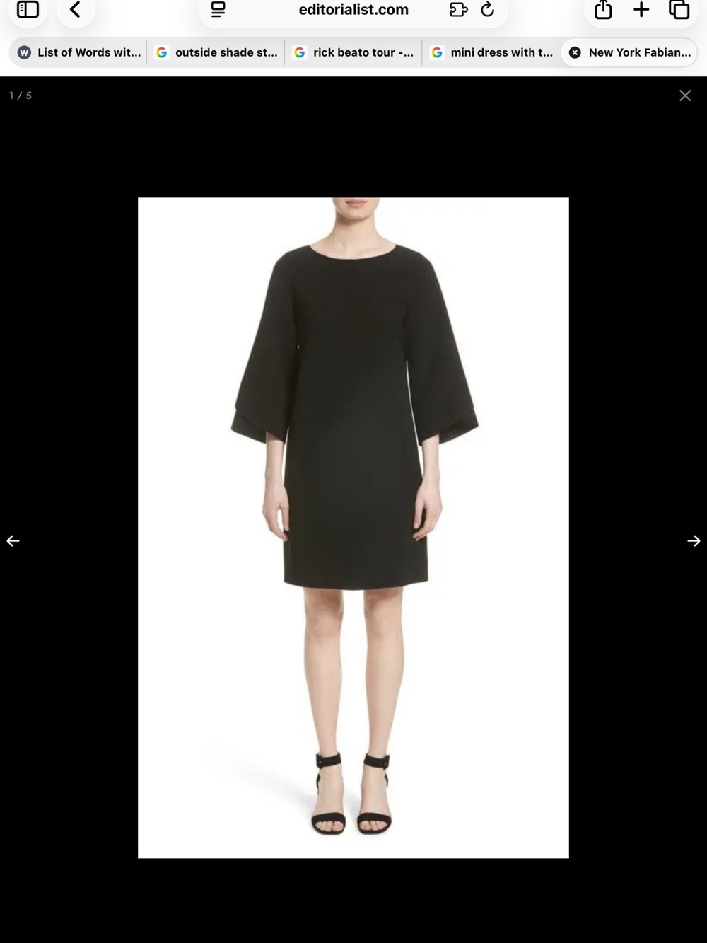 Lafayette 148 New York Black Fabiana Mini Shift Dress, Size S
